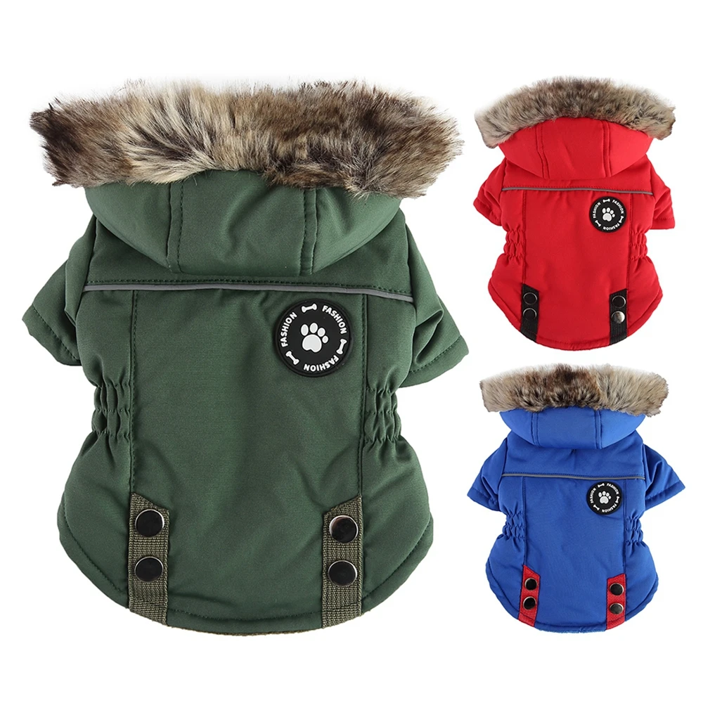 

Dog Winter Coat Harness Jacket Zipper Back with Hood and Leash Hole Warm Puppy Small Dogs Outfits Vest Cold Weather Costume
