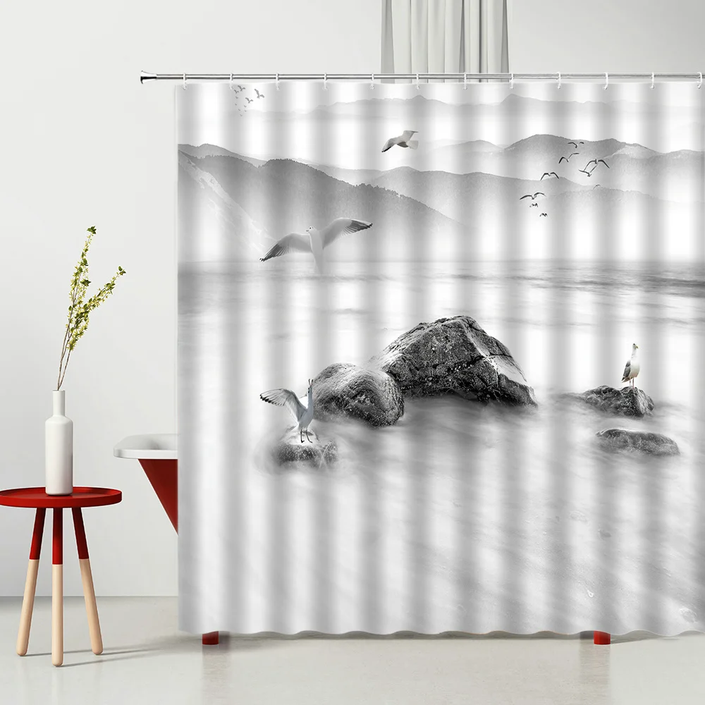 

Heart Shaped Island Coconut Tree Bathtub Decoration Bedroom Curtain Shower Curtain for Bathroom