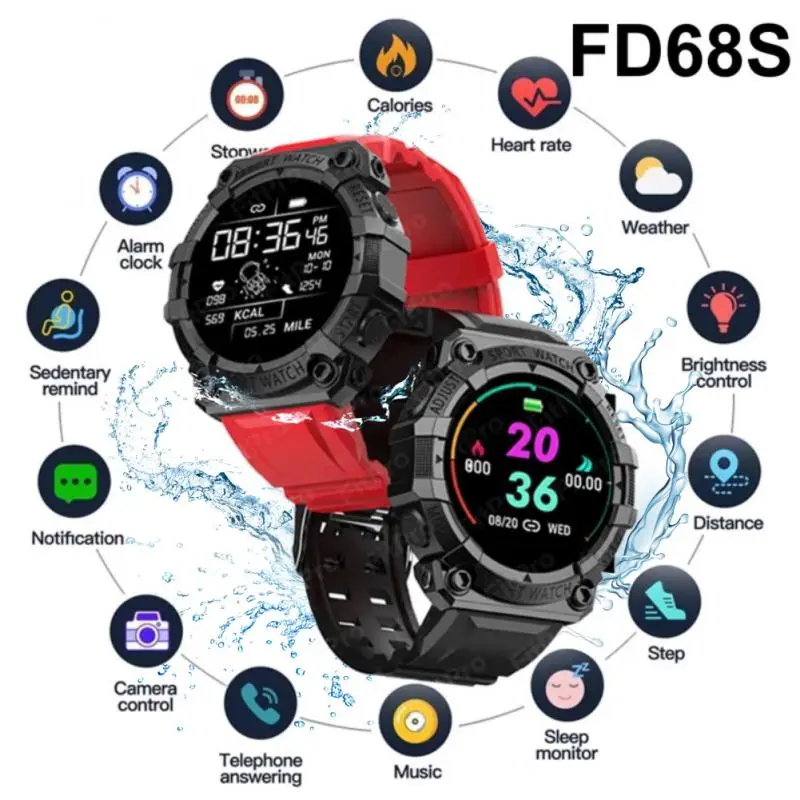 

Умные часы FD68S для мужчин и женщин, умные часы для фитнеса, измерение кровяного давления, пульсометр, многофункциональный спортивный режим, ...