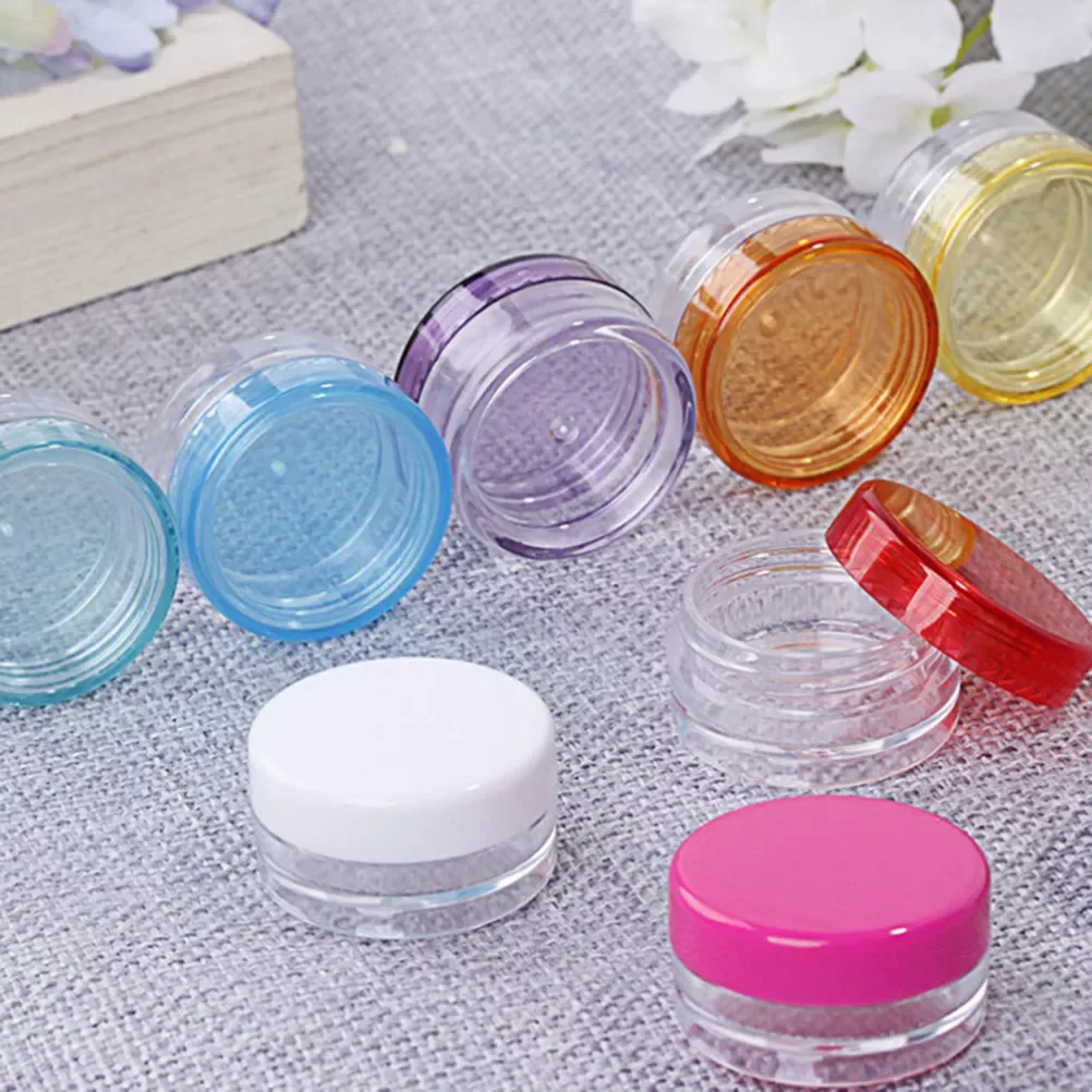 

NEW Cosmetics Jar Box Makeup Cream Nail Art Cosmetic Bead Storage Pot Container Round Bottle Portable Plastic Transparent Case