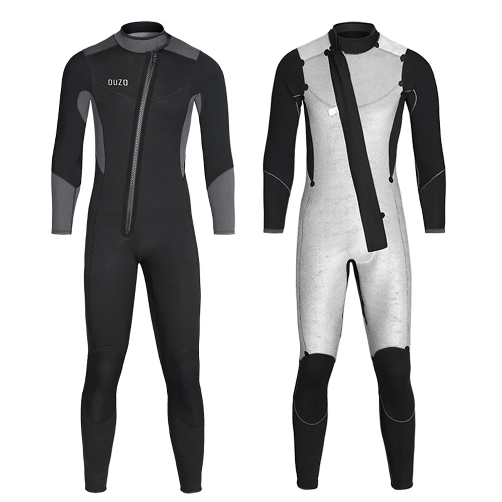 Men's 5/3MM Neoprene Diving Suit Fashion Front Oblique Zipper Hyperelastic Thickened Cold proof One Piece Snorkeling Diving Suit
