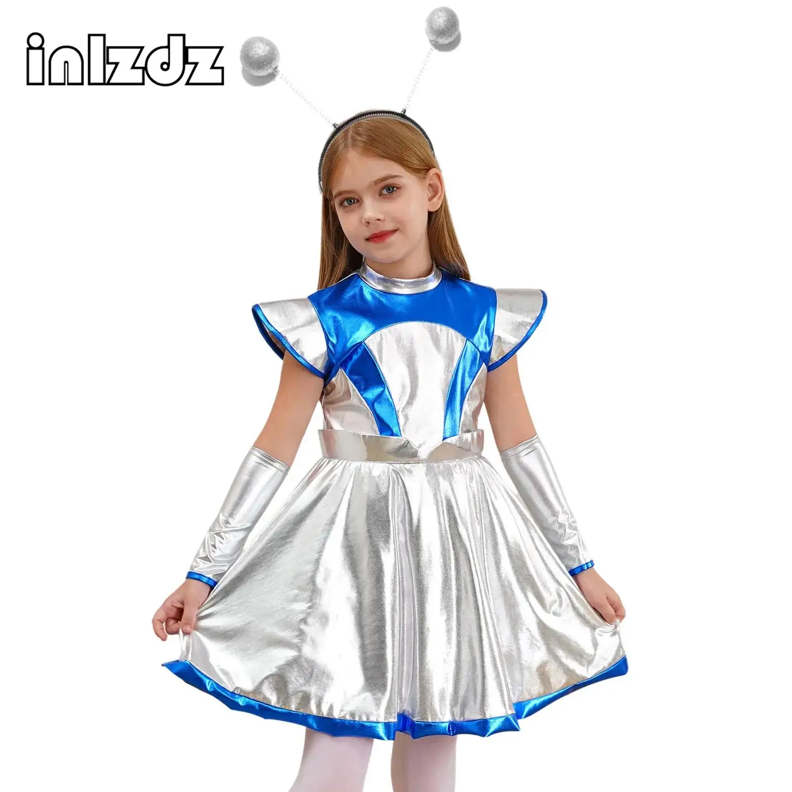 Детский костюм для косплея на Хэллоуин девочек блестящее вечернее платье-пачка с