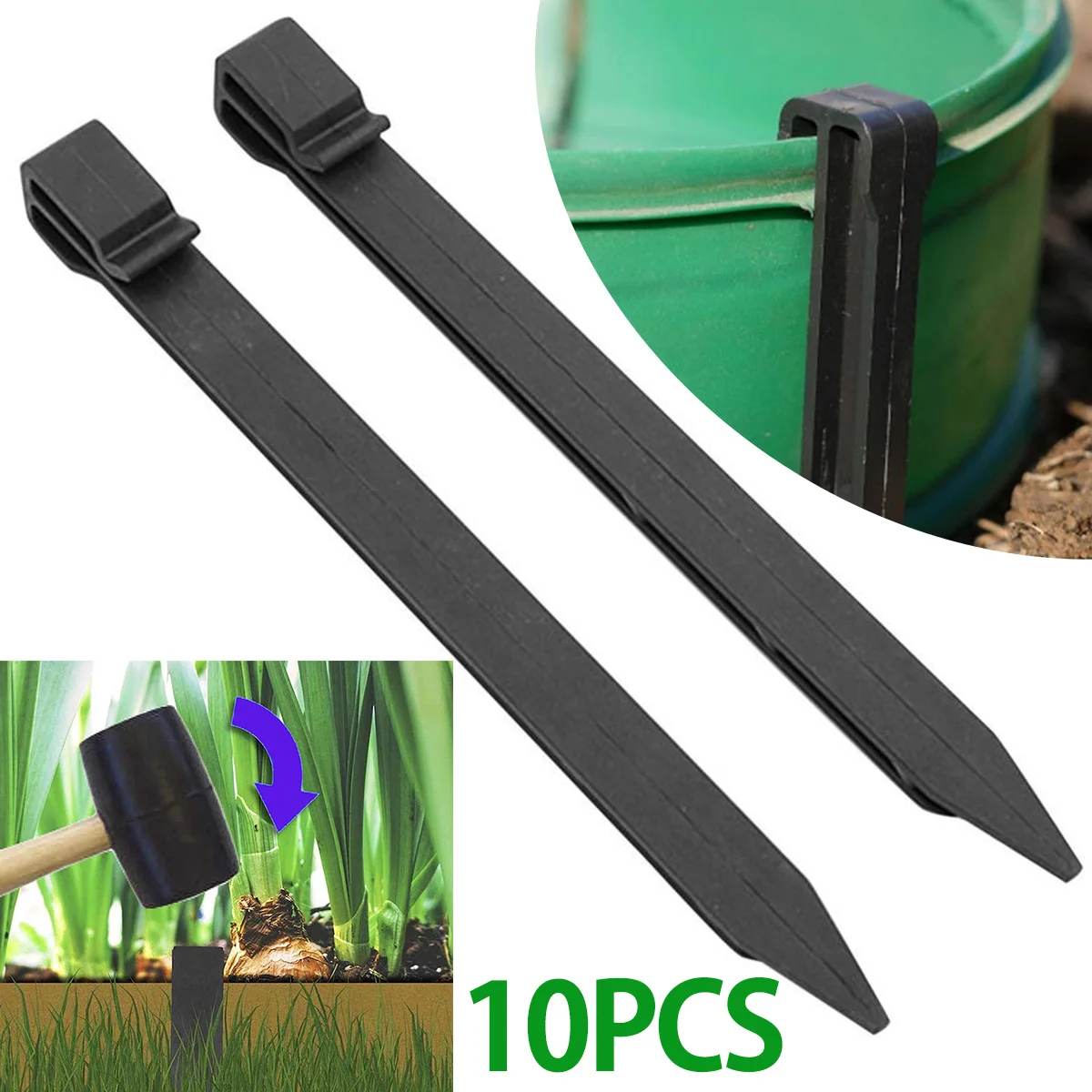 10Pcs Garden Landscape Edging Stake 10" Plastic Lawn Edging Stake Landscape Edging Spike Garden Netting Ground Stakes Durable