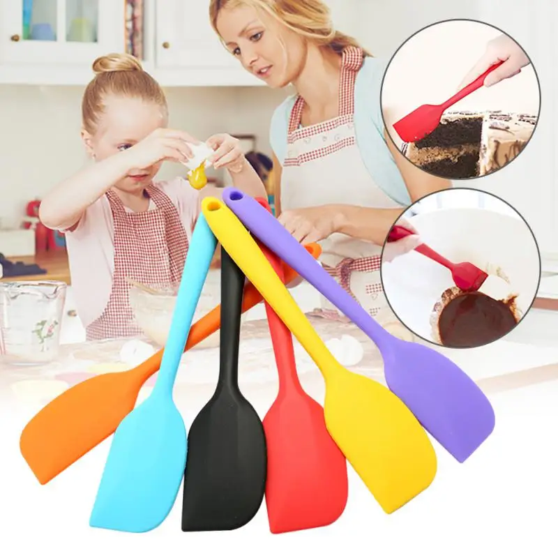 

1Pc Silicone Cream Cake Baking Scraper Non-stick Spatula Kitchen Pastry Blenders Salad Mixer Butter Batter Pies Cooking Tools