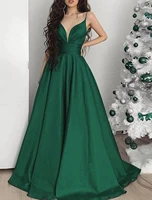 a line prom dresses minimalist formal evening court train spaghetti strap sleeveless satin with pure color vestidos de gala