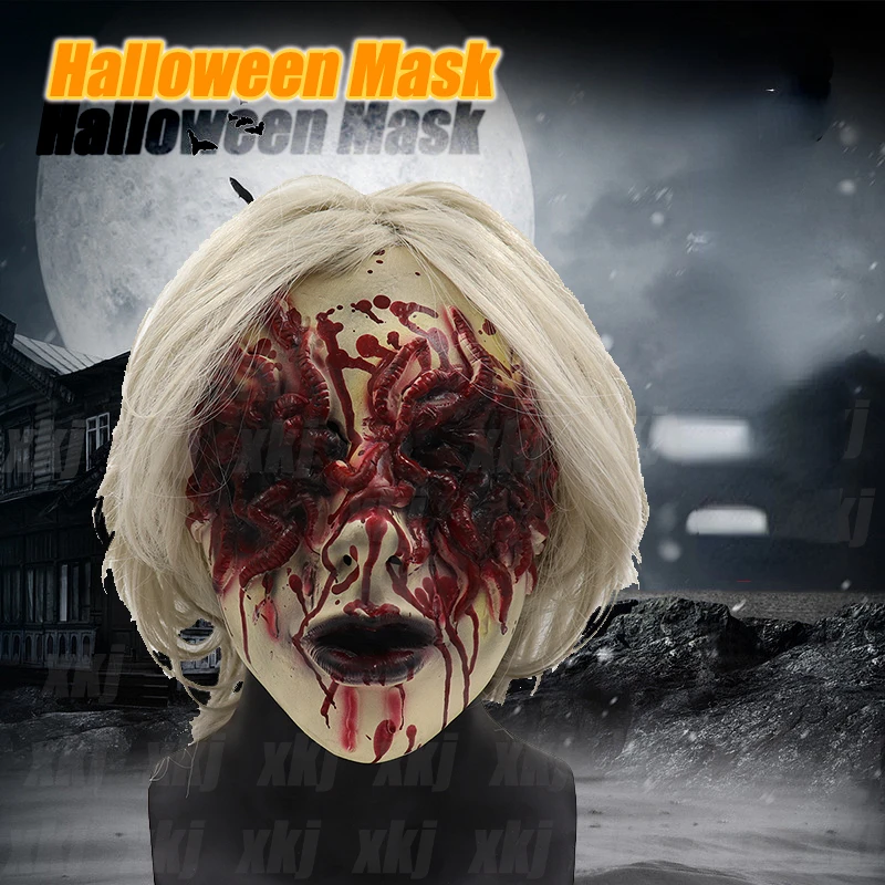 Страшная Маска Демона На Хэллоуин Белая Призрачная Бабушка Дизайн Зомби Для