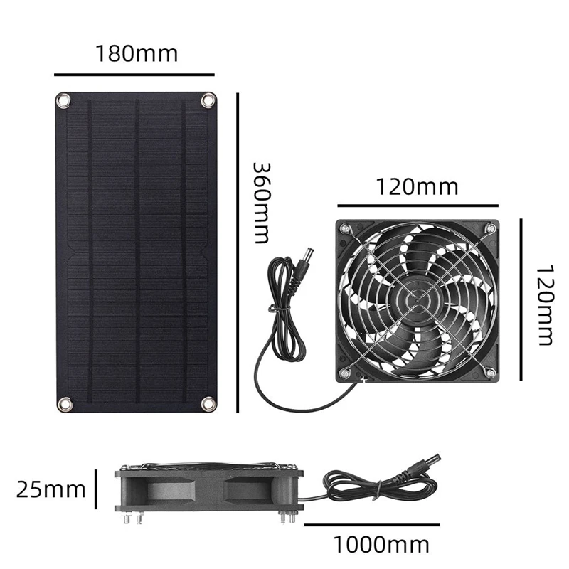 

12W DC 18V Solar Panel Fan Kit USB 5V Weatherproof System For Chicken Coop Greenhouse Shed Pet House Window Exhaust
