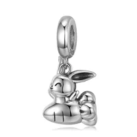 Authentic European S925 Sterling Silver DIY Charms Carrot Rabbit Dangle For Original PD Women Bracelet Necklace Chain Jewelry