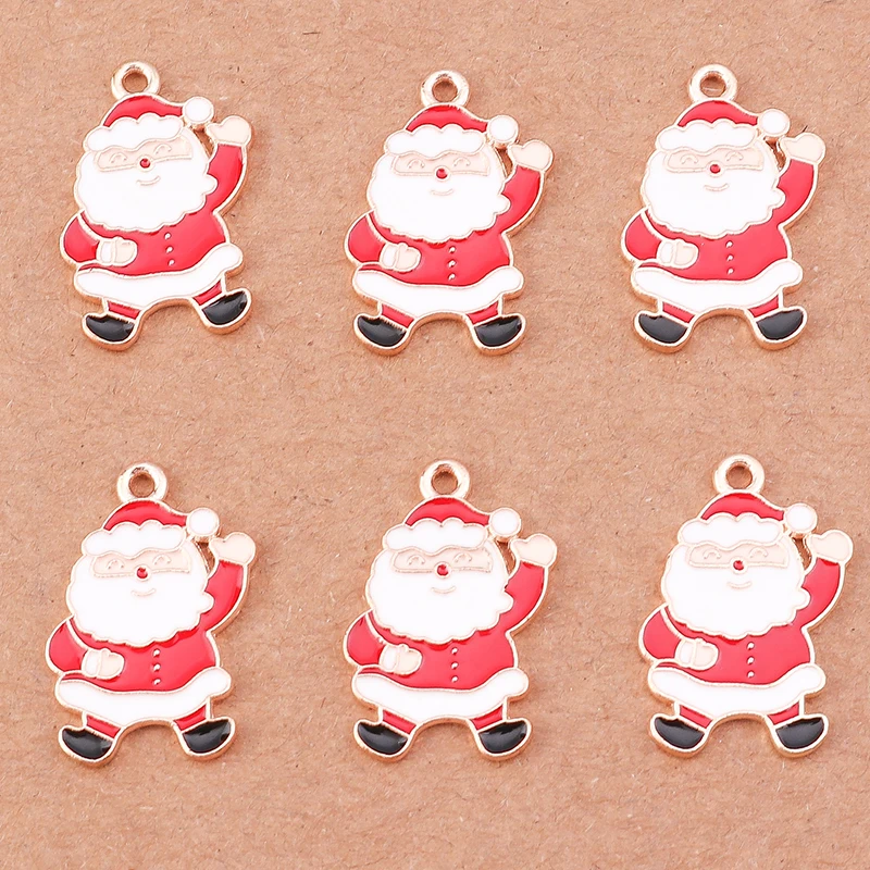 

10pcs Cute Christmas Santa Claus Charm Pendant DIY Earrings Jewelry Accessories Necklace Bracelet Jewelry Making Xmas Decoration