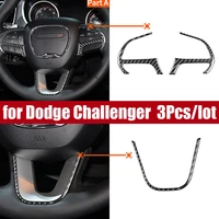 3pcs carbon fiber interior car steering wheel cover decorative sticker for dodge challenger 2015 2016 2017 2018 2019 accessories