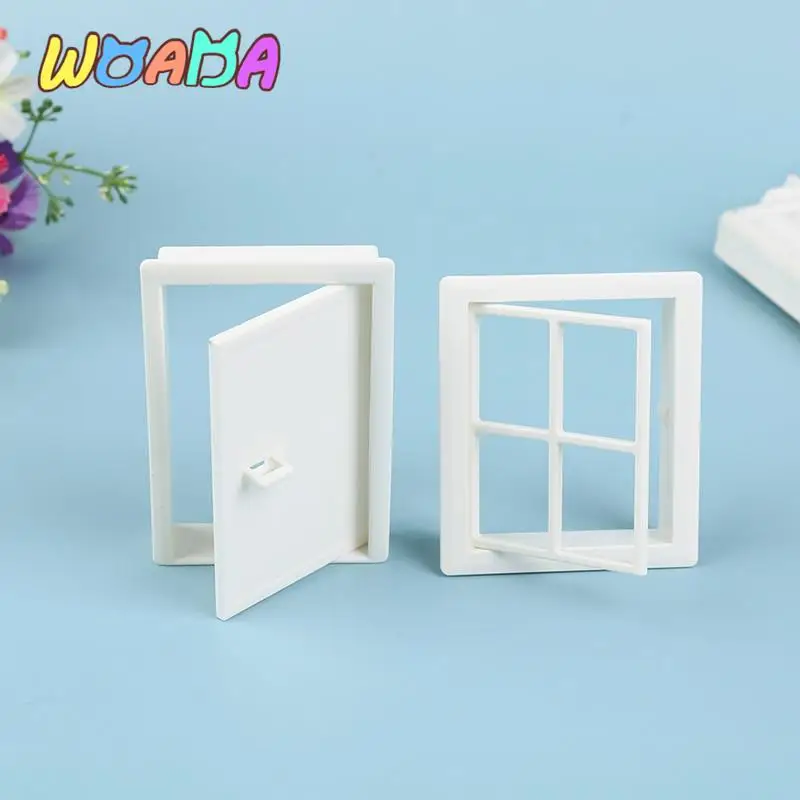 1PC Mini House, Villa, Plastic Doors and Windows, House Modeling and Decoration DIY Window 1/12 Dollhouse Miniature Accessories