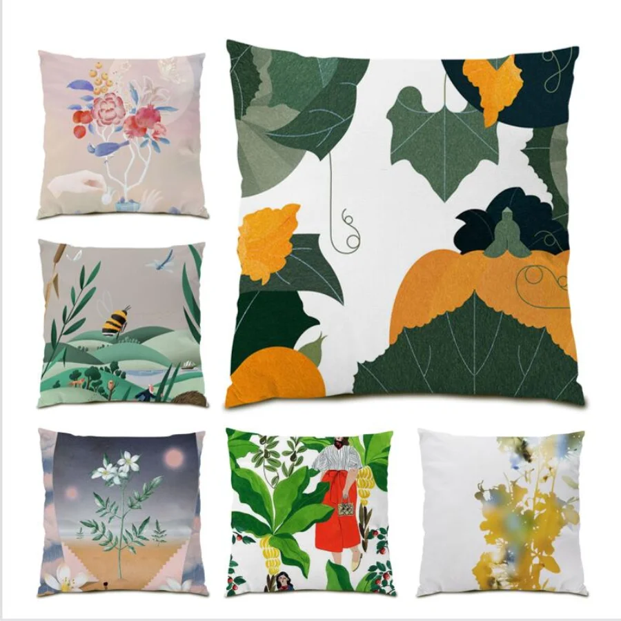 

Geometric Throw Pillow Covers Stripes Plaids Print Cushion Cover 45x45 Modern Decoration Home Oil Painting Square E0395