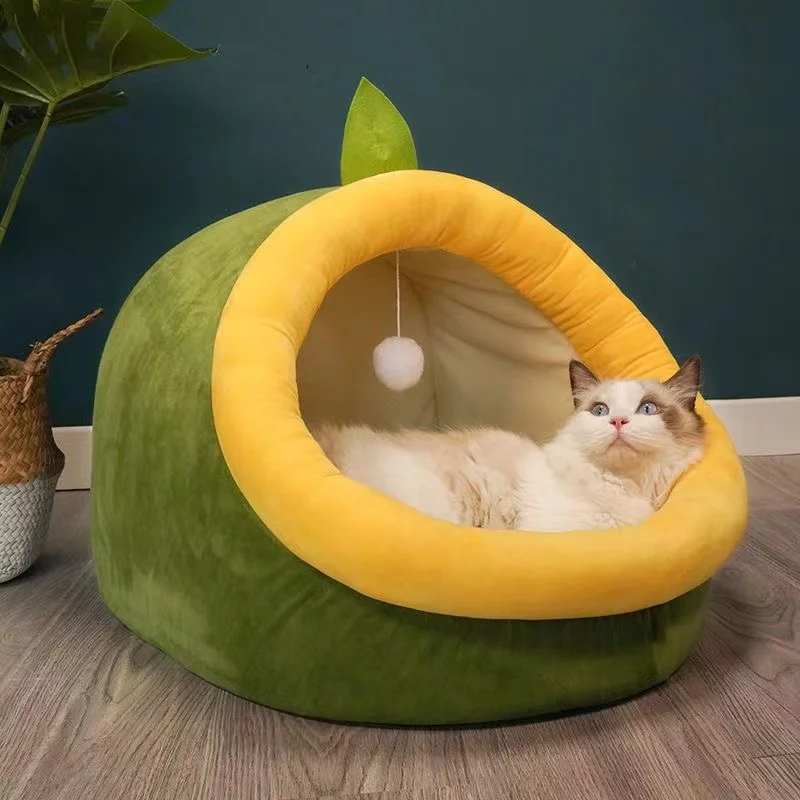 

Pet House Cat Accessories Dog Bed Kennel Cushion Four Seasons Warm Nest With Play Ball Cushion Kitten Cave Soft Mat Cute CW435