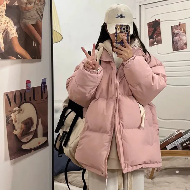 GRELLER Short Jacket Woman Parkas Fall Winter 2022 Thicken Warm Spliced Coat Oversized Korean Fashion Loose Puffer Outerwear