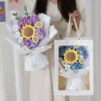 DIY Knitted Wool Bouquet Simulation Tulip Sunflower Woven Hand-Held Flower Material Bag Gift For Girl Home Decoration Room Decor