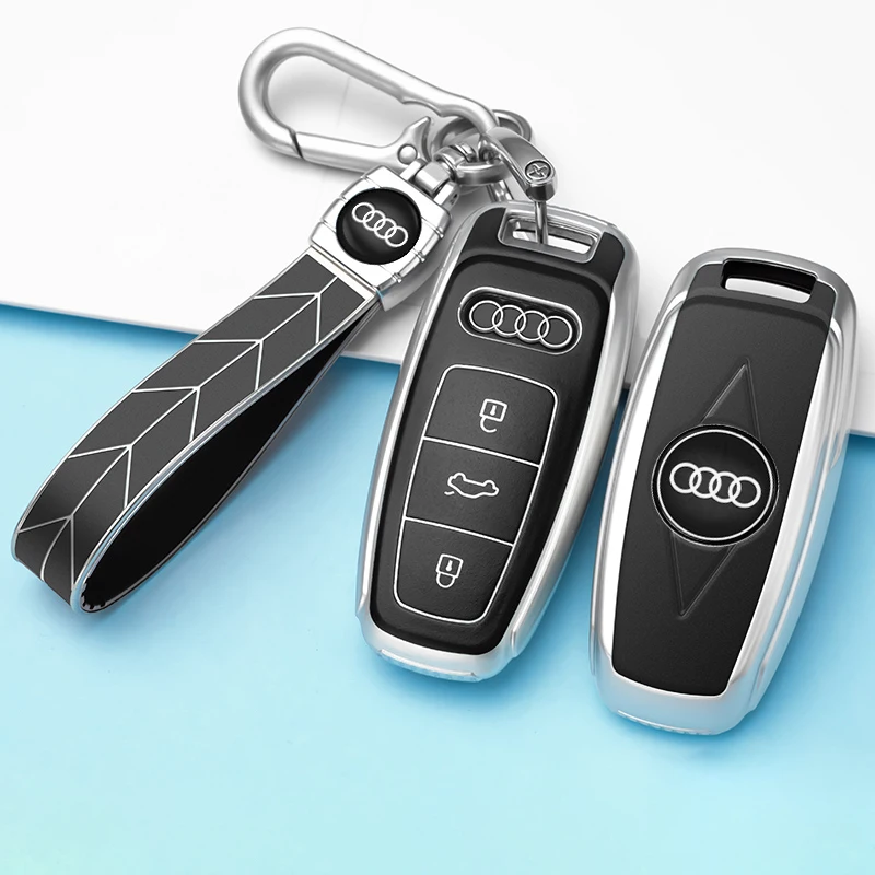 

Soft TPU Car Remote Key Case Cover Shell Fob For Audi A6 A7 A8 Q5 Q8 C8 D5 E-tron Keyless Protector Keychain Accessories