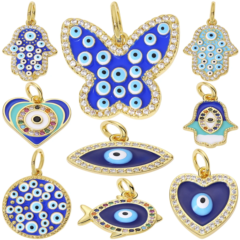 

Juya DIY Hamsa Fatima's Hand Pendant Supplies Handmade Enamel Greek Turkish Evil Eye Charms for Jewelry Making Accessories 2023