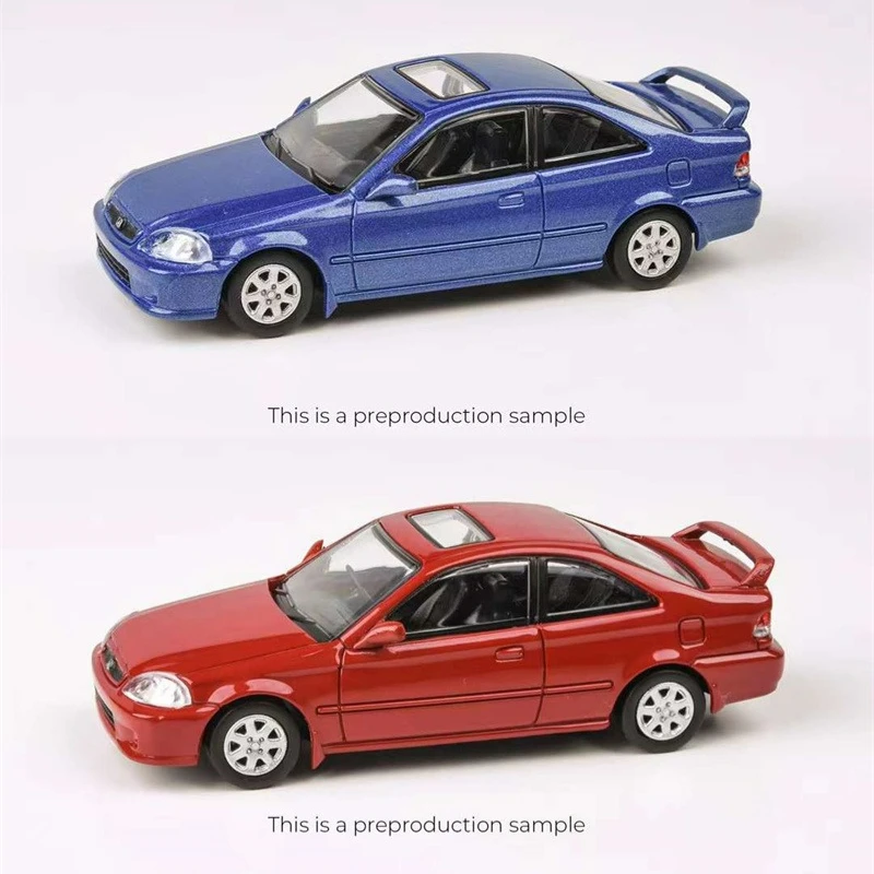 

Пара 1:64 1999 Honda Civic Si EM1 Elctron синяя/Милано-красная литая модель автомобиля