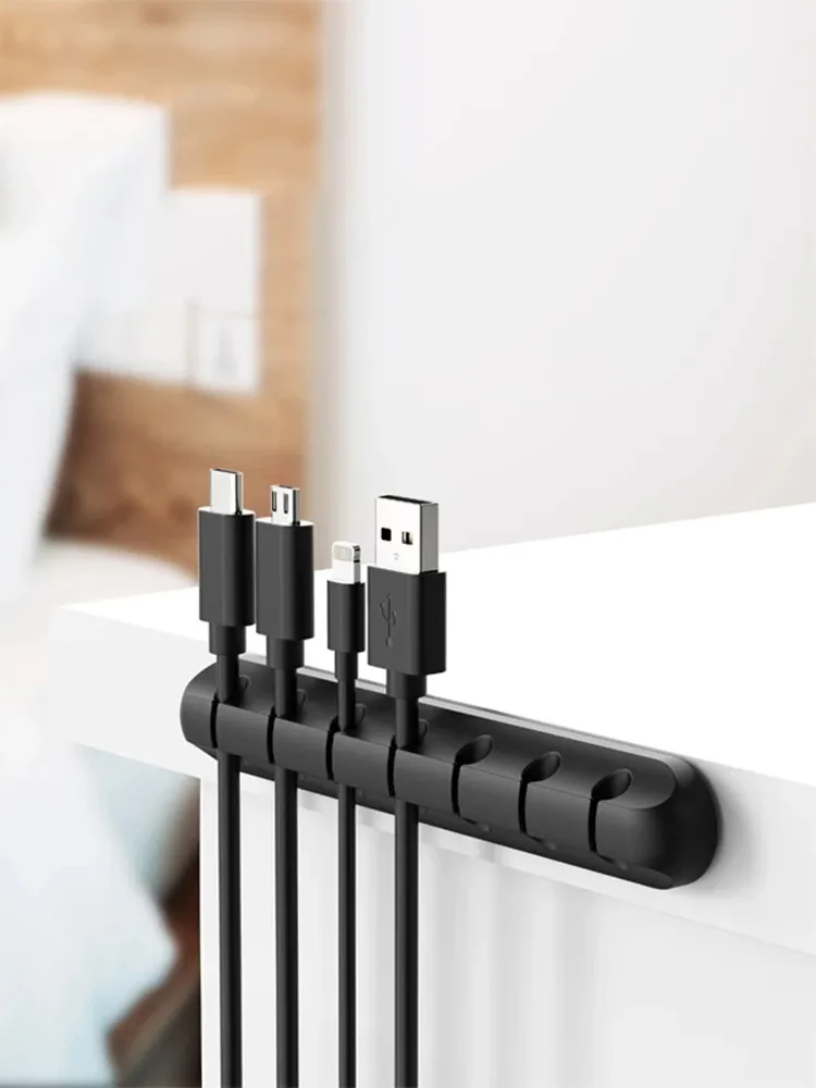 

Cable Organizer Silicone Winder Clips Cord Holder Locking Clamp Desk Organizer Computer Cord Storage Mouse Headphone Wire Clip