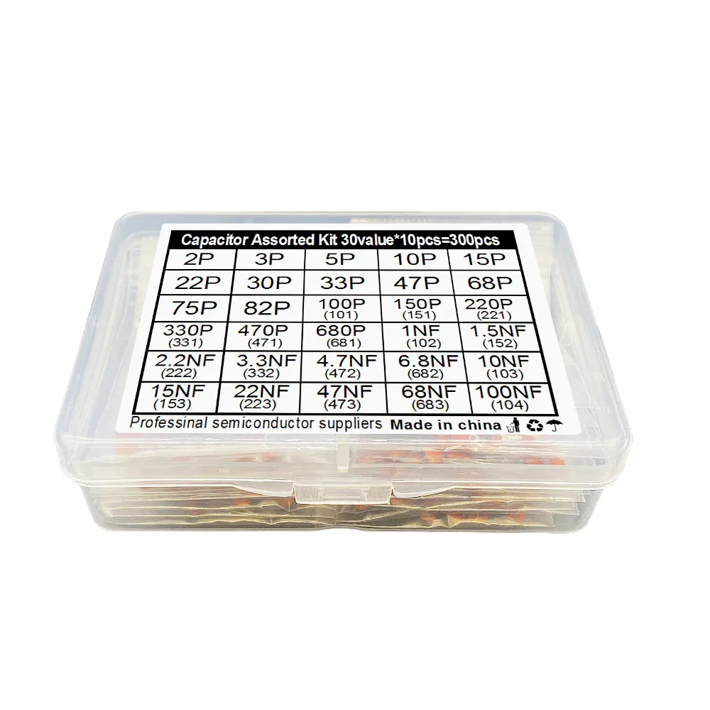 

300PCS Capacitor Assorted Kit 30 Value*10PCS Ceramic Medium 2PF-100NF