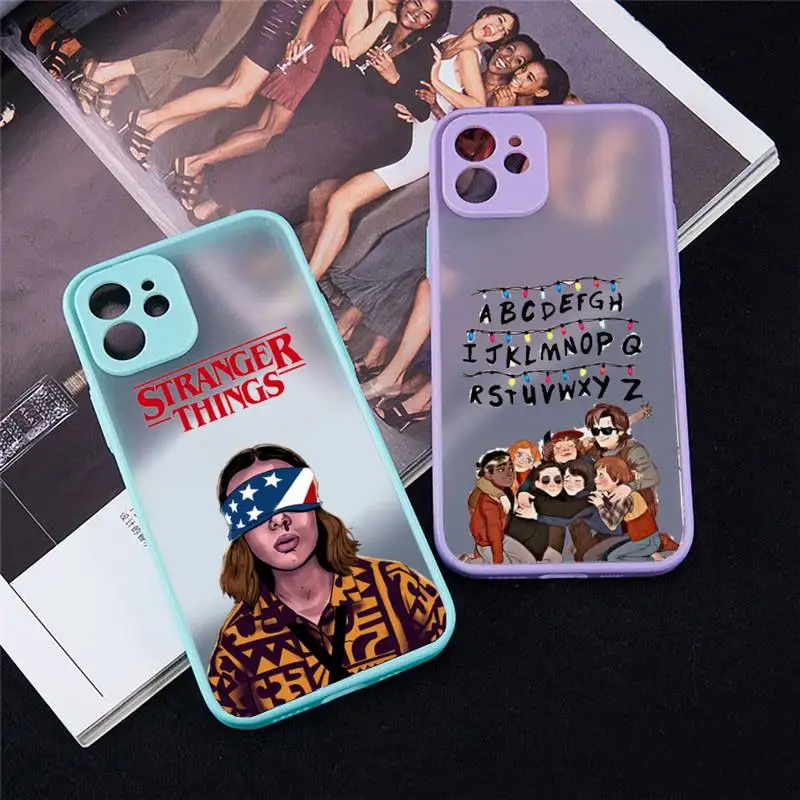 

Stranger things Phone Case For iPhone 13 12 11 Mini Pro XR XS Max 7 8 Plus X Matte transparent blue Back Cover