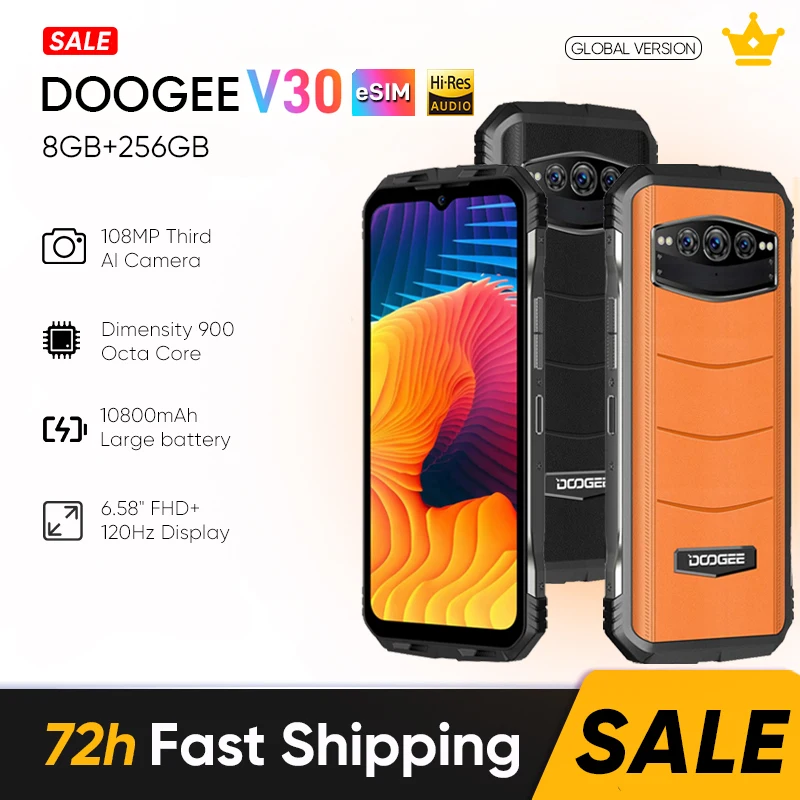 

Смартфон DOOGEE V30 в усиленном корпусе, 8 + 256 ГБ, 900 дюйма, 6,58 Гц, 120 мАч, 10800 МП, Android 12