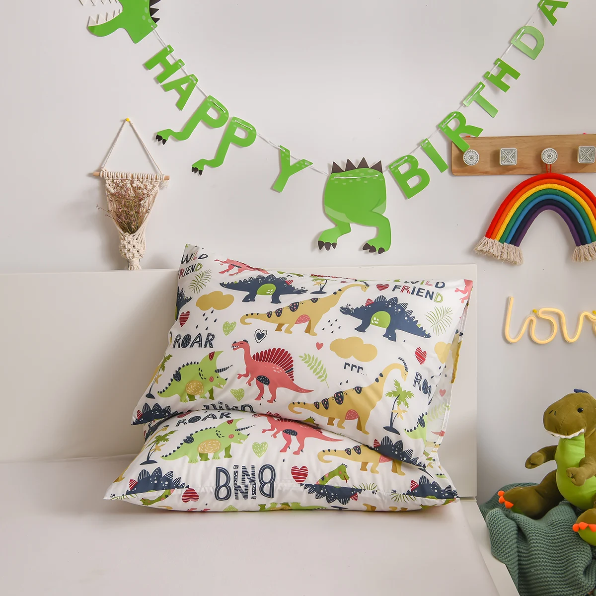 

Cartoon Kids Pillowcases Jurassic Park Pillowcases Shabby Chic Design Cute Pillow Shams 2 Pack