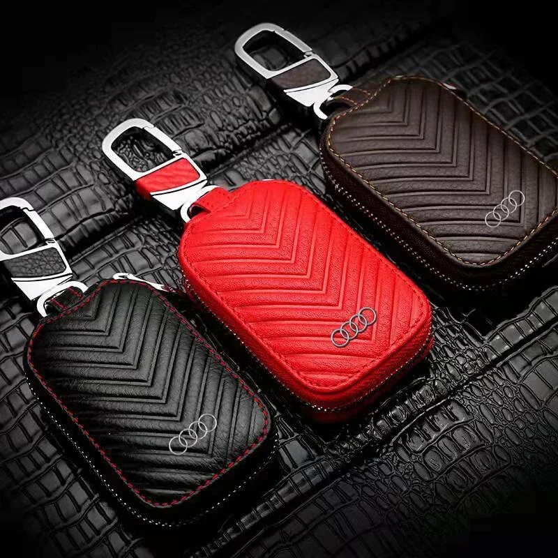 Кожаный чехол для ключей с логотипом автомобиля аксессуары хранения Audi Sline A3 A4 A5 A6