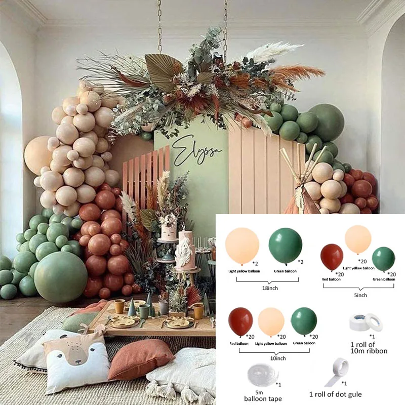 127 шт. цепочка с зелеными воздушными шарами для детей | Дом и сад