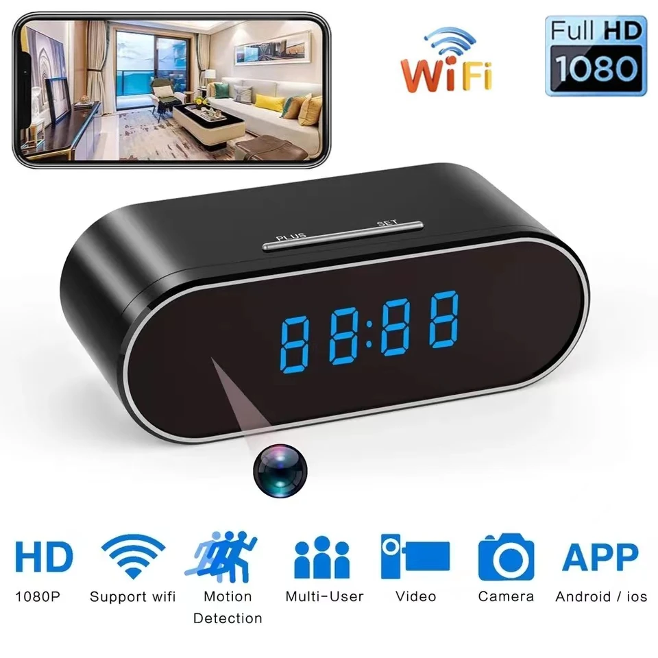 1080P HD Часы камера беспроводная Wi-Fi Веб-камера микро рекордер ИК Ночное Видение будильник видеокамера цифровое видео мини DVR Oculta маленькая камера