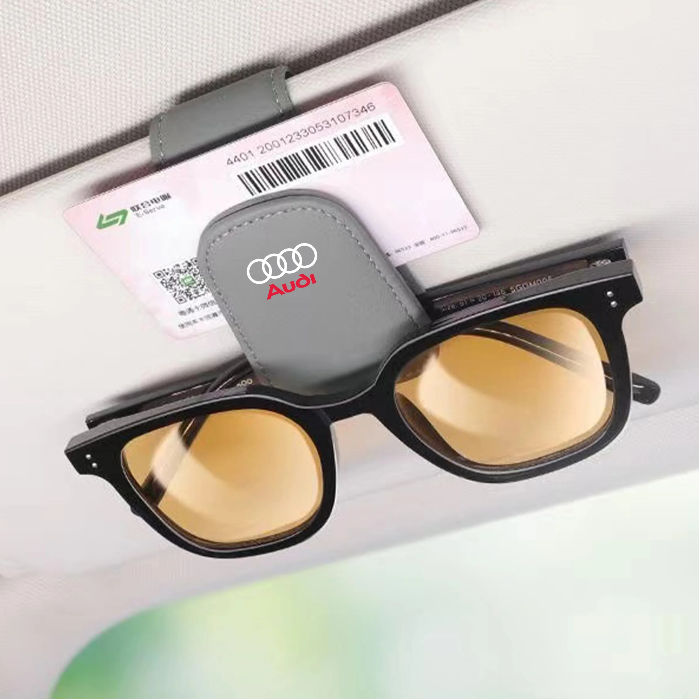 Фото Кожаный держатель для очков и карт на солнцезащитный козырек для Audi Sline RS6 A3 A4 A5 A6 b6 b7 b9 8p 8v b8 c7 S6 S7 Q2 TT №3