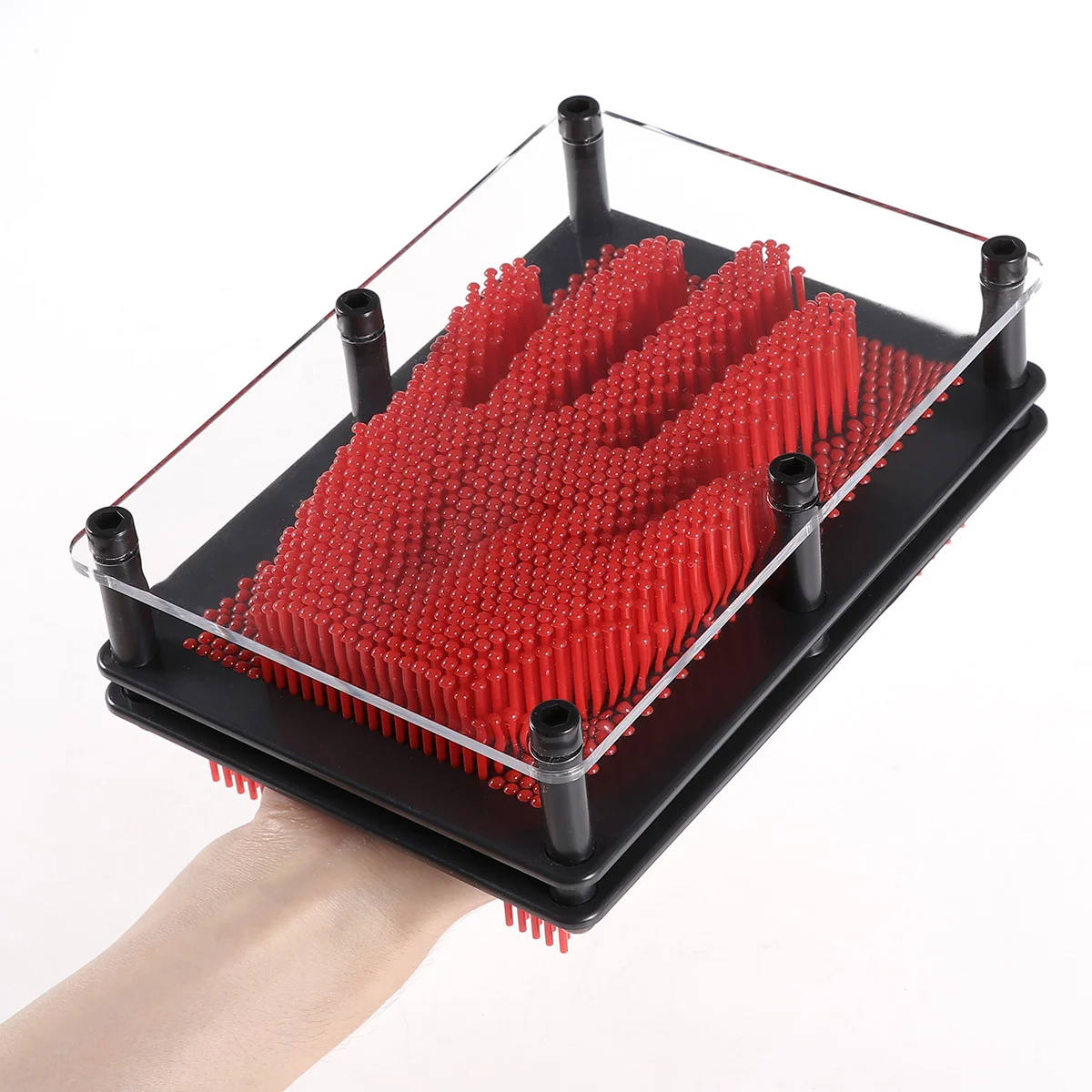 

3 Dimensional Pin Board 3D Clone Pin Pin Sculpture Board Metal Red Hand Pin for Sculptures for Children Adults Learning Hand