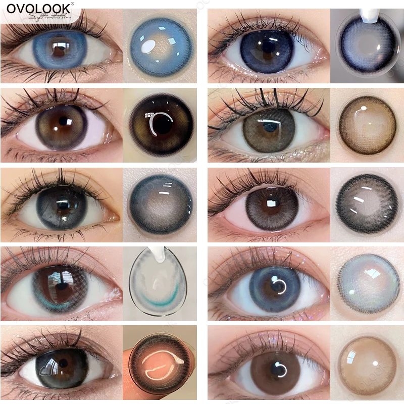 

OVOLOOK-1 Pair/2pcs 10 Colors Colored Contact Lenses for Eyes Beauty Comestic Natural Pupil Eye Color Lens Color Eye Yealy Use