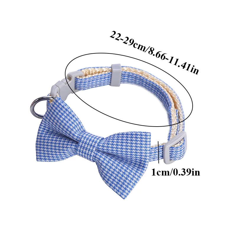 1PC Plaid Print Pet Puppy Dogs Adjustable Bow Tie Collar Necktie Bowknot Checkered Bowtie Holiday Wedding Decoration Accessories images - 6