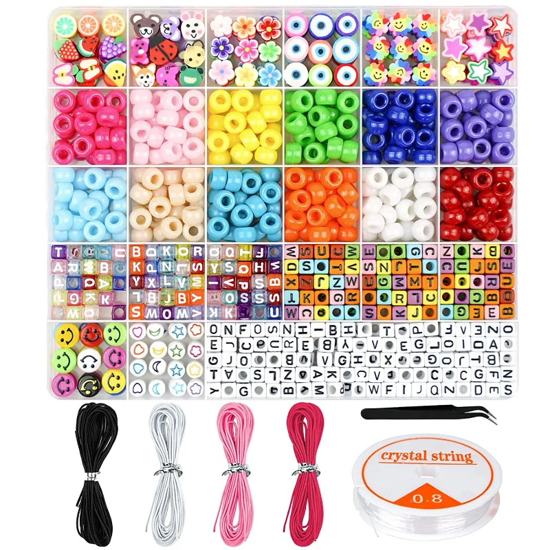 

24 Color Mixed Color Acrylic Letters Beads Mixed Alphabet Beads Set for DIY Bracelets Jewelry Making Kit Girls' Toys Accessories