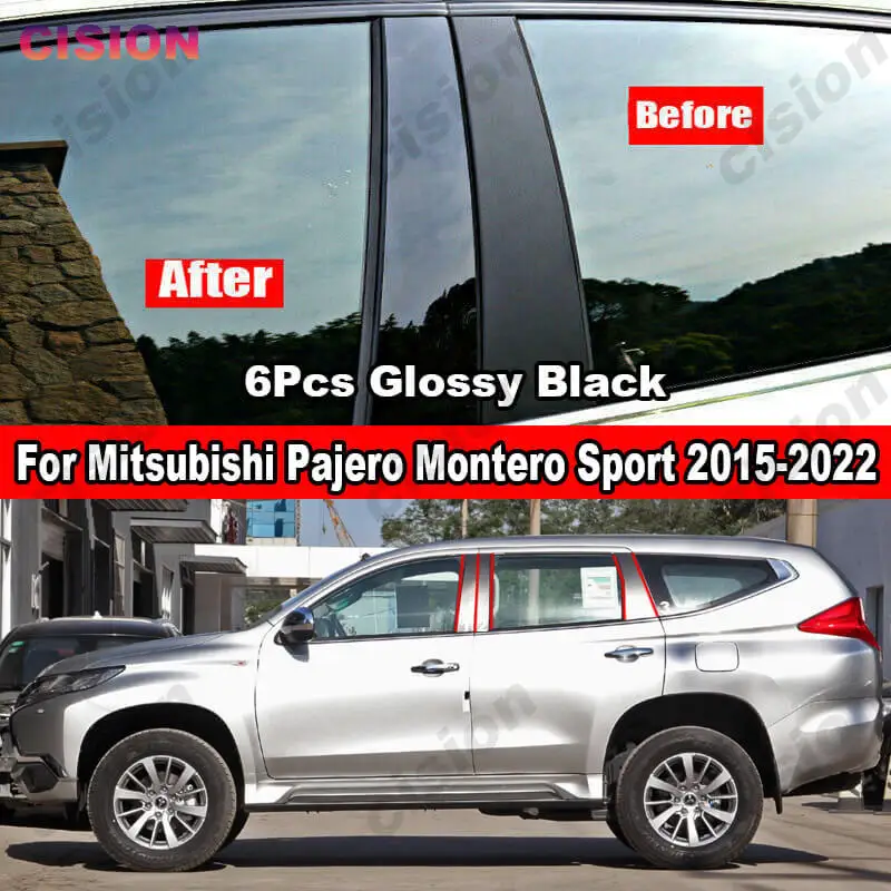 

Для Mitsubishi Pajero Montero Sport 2015-2022 6x Автомобильная оконная дверная Колонка BC стойка крышка отделка Черное Зеркало Эффект наклейка для ПК