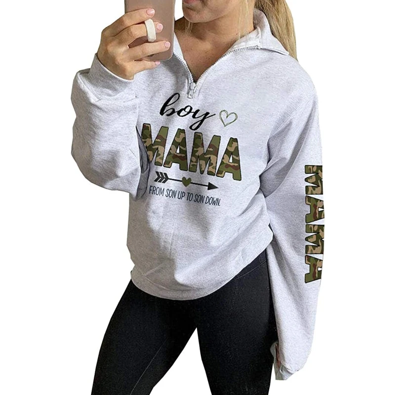 

Women's Cute Long Sleeve Top Loose Mama Crewneck Pullover Sweatshirt
