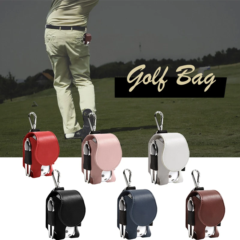 Mini Pocket Leather Golf Ball Bag Pouch Portable Waist Holder Small Size PU Golf Ball Container Divot Waist Golf Storage Bag