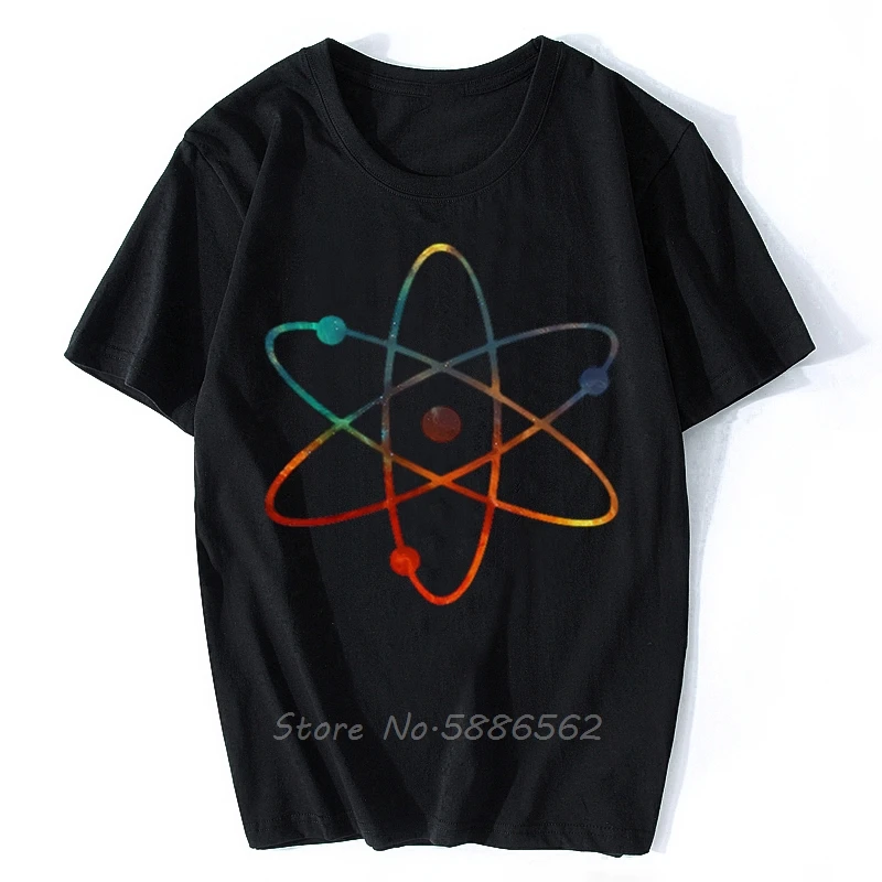 

Atom Symbol Nebula Funny Science T Shirt Men New White Casual Homme Cool Physics Geek t-shirt Unisex Tees Harajuku