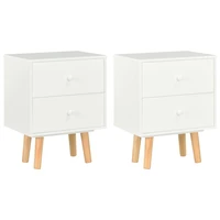 2 pcs bedside cabinet solid pinewood nightstands side table bedrooms furniture white 40x30x50 cm