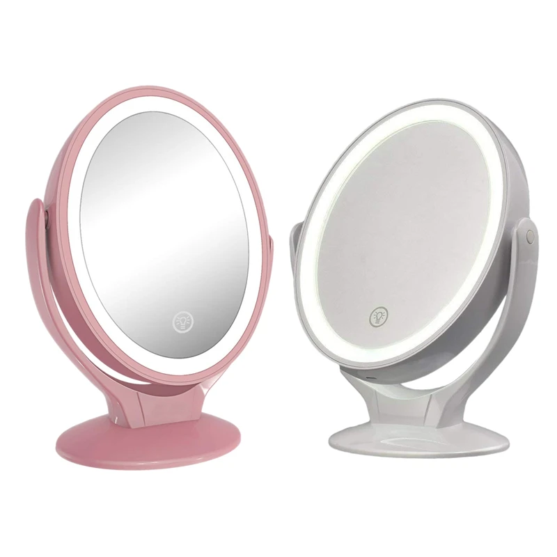 

Lighted Vanity Mirror USB 1X/7X Double Sided Magnifying Mirror With Dimmable Contact Screen Makeup Mirrors