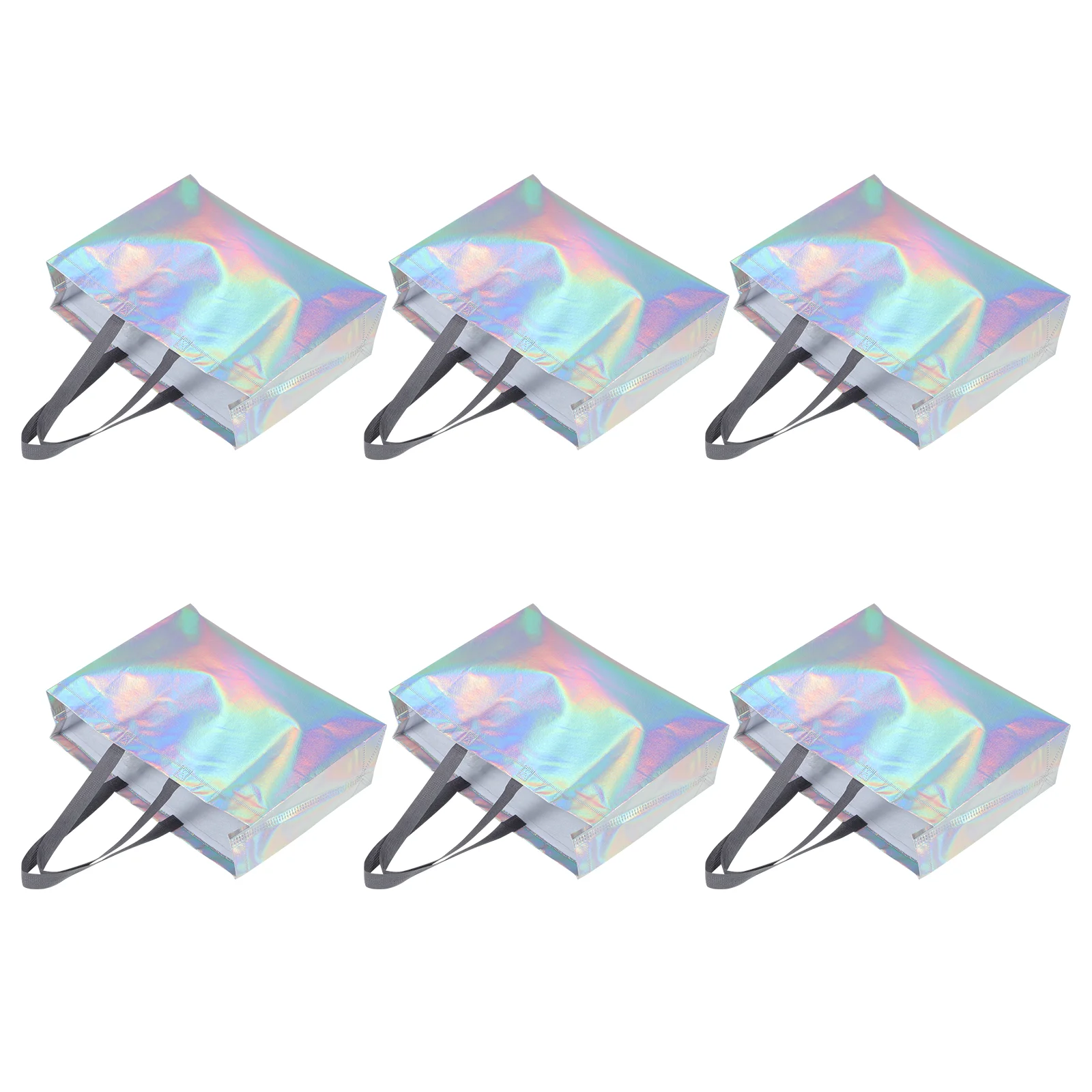 

Bagsgift Tote Reusable Party Grocery Holographic Iridescent Shopping Candy Wrapping Non Wovenpackaging Silver Pouch Favor Treat