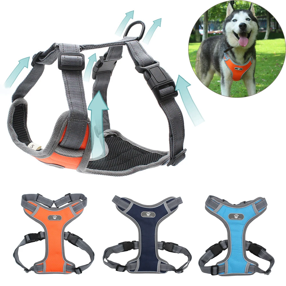 

Pet Dog Harness Reflective Dogs Chest Strap Breathable Mesh Dog Collar For Labrador Husky Training Walking Dog Accessories