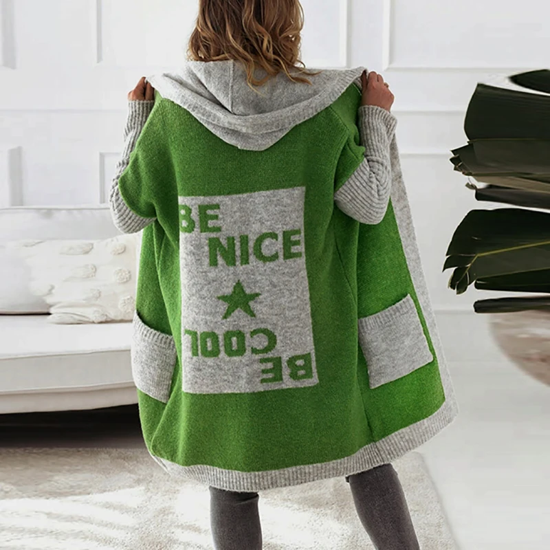 Winter Women's Knitted Cardian Sweater Hoodies Ladies Long Sleeve Solid Loose Button Tops Soft Oversized Femme Long Sweater New