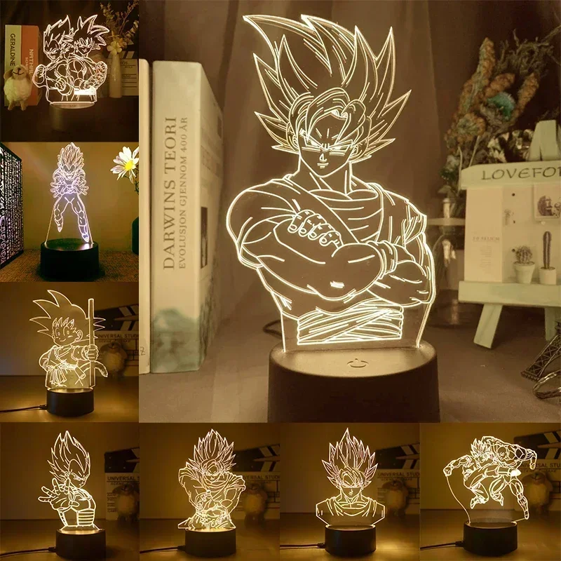Фото Dragon Ball Z Super Saiyan Vegeta Goku Jiren Broly 3D светодиодный ночник теплый белый настольный светильник экшн-фигурки игрушки подарки №3