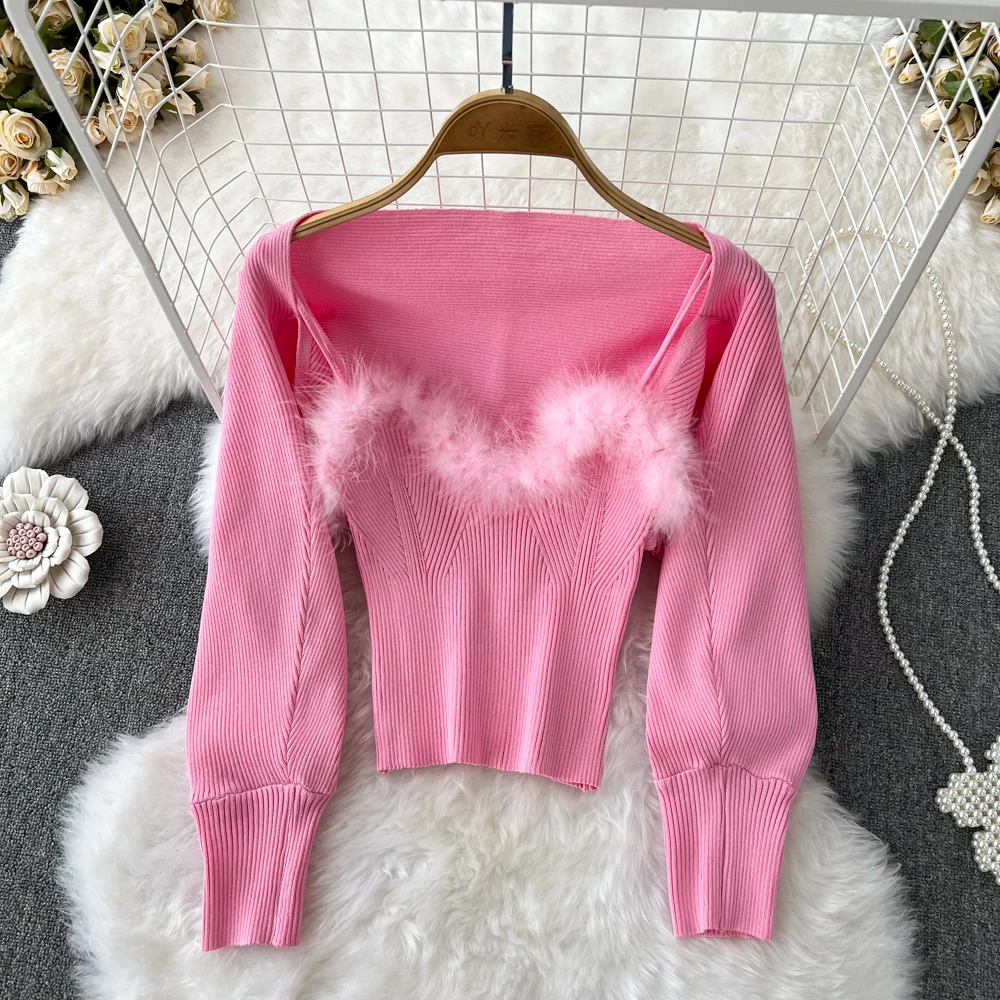 

Pure Knitwear Female Cashmere Splicing Chest Halter Vest Wearing Long Sleeve Cardigan Small Shawl Coat