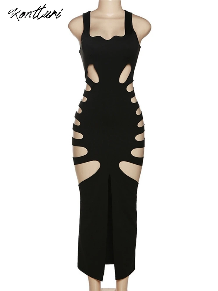 Kontturi Новые сексуальные платья с вырезами 2024 женское модное платье без рукавов