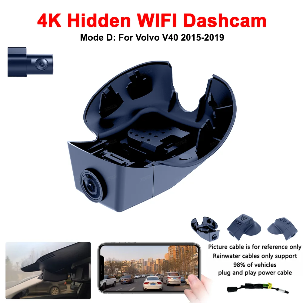 Передний и задний 4K видеорегистратор для Volvo V40 2015-2019 для автомобильной камеры видеорегистратор WIFI Автомобильный видеорегистратор записывающие устройства Аксессуары