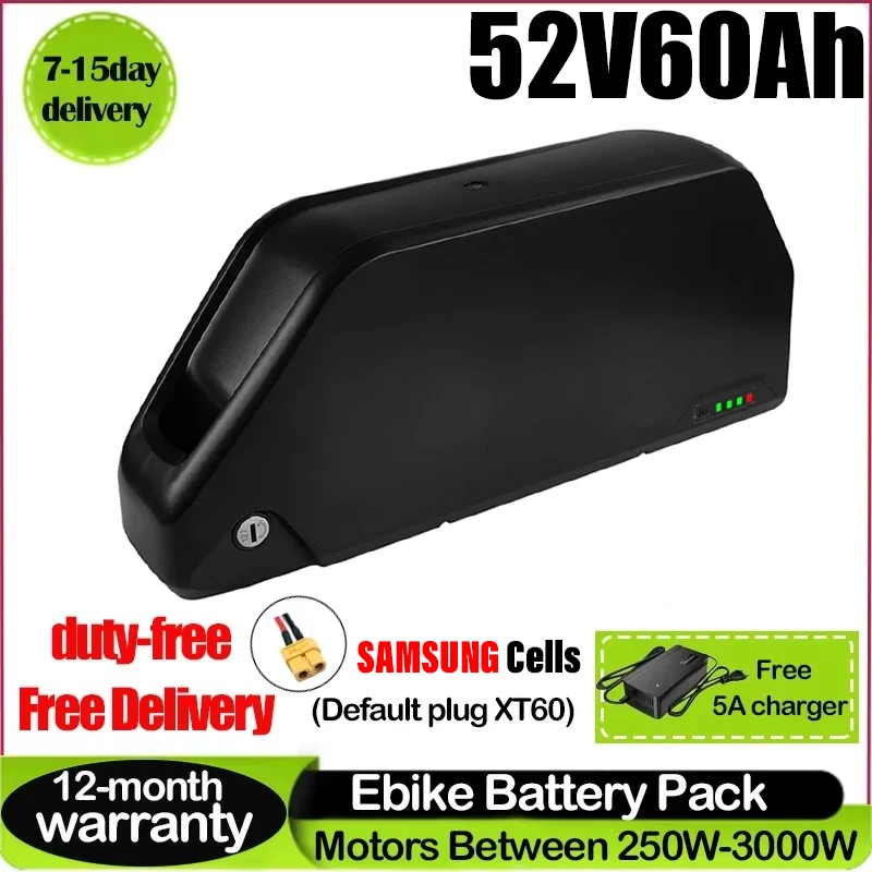 Hailong 48 В 52 в 72 20 Ач 25 30 35 40 50 60 ач электрический велосипед нижняя труба 2000 Вт 3000