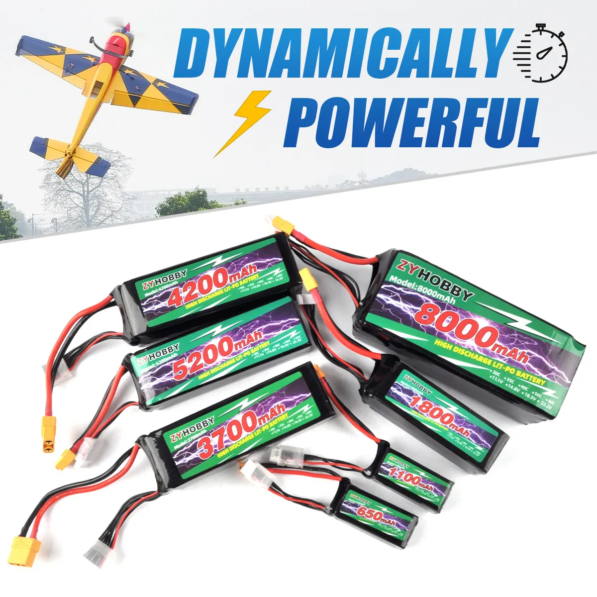 Фото ZYHOBBY 3S 4S 6S RC Lipo Батарея 11,1 В 14,8 В 22,2 В 1100 мАч 3700 мАч 5200 мАч 8000 мАч XT30 XT60 XT90 RC Запчасти для самолетов Вертолеты №1